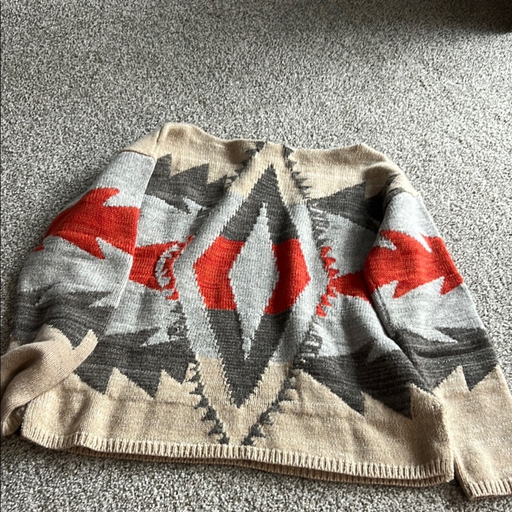 Lauren Ralph Lauren Red and Gray Aztec design Sweater